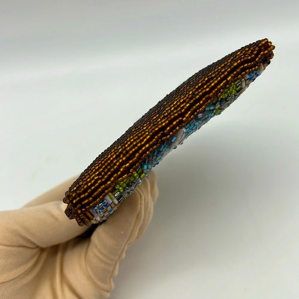 Unbranded Beaded Zip Top Coin Cosmetic Pouch Purse